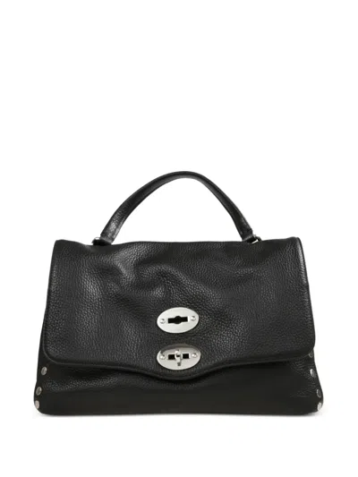 Zanellato Rivets Twist-lock Leather Tote Bag In Black