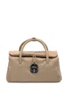 Zanellato Textured Soft Leather Shoulder Bag With Lock Closure In Neutral