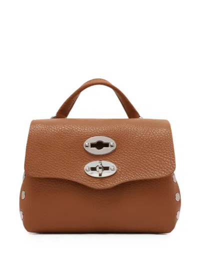 Zanellato Sbaby Postina Stud-embellished Leather Clutch Bag In Brown