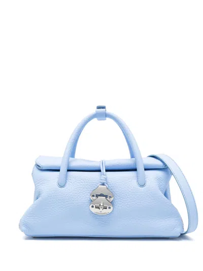 Zanellato Borsa Dotta Centauro Celeste Small In Leather In Blue