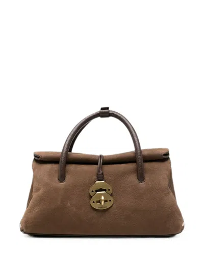 Zanellato Small Dotta Jones Stud-embellished Tote Bag In Brown