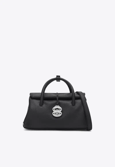 Zanellato Small Dotta Leather Top Handle Bag In Black