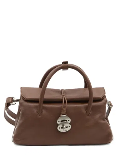 Zanellato Small Dotta Pebbled Leather Tote Bag In Brown