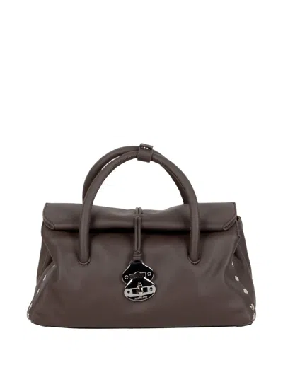 Zanellato Small Dotta Stud-embellished Tote Bag In Brown