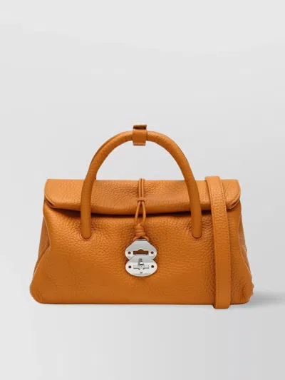 Zanellato Small Leather Bag Studded Texture In Orange