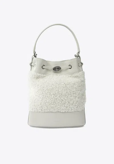 Zanellato Small Monda Shearling Bucket Bag In White