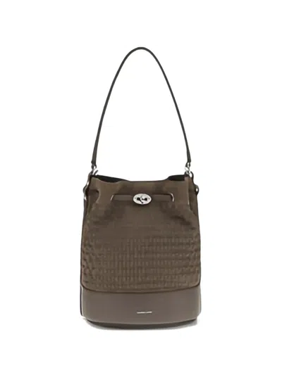 Zanellato Small Monda Woven Suede Bucket Bag In Brown