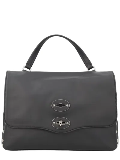 Zanellato Small Postina Stud-embellished Flap Tote Bag In Black