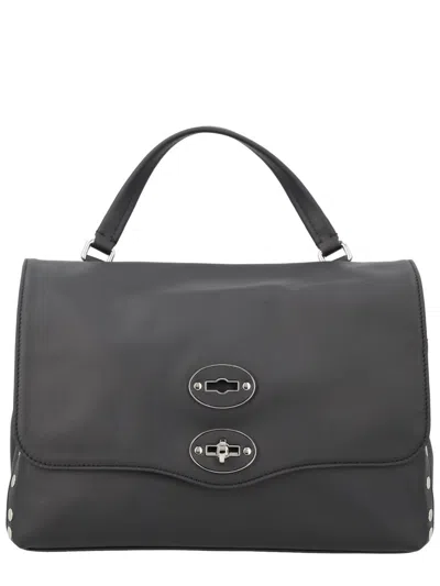 Zanellato Small Postina Stud-embellished Flap Tote Bag In Black