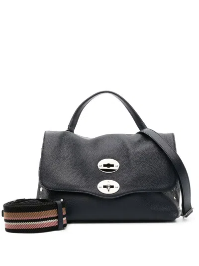 Zanellato Tumbled Leather Small Postina Daily Day Bags In Blue