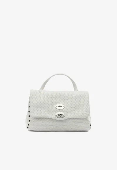Zanellato Small Postina Casa Woven Leather Top Handle Bag In White