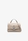 Zanellato Small Postina Daily Pebbled Leather Top Handle Bag In Gray