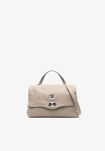 Zanellato Small Postina Daily Pebbled Leather Top Handle Bag In Gray