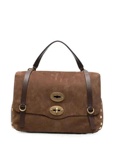 Zanellato Small Postina Nubuck-leather Tote Bag In Brown