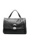 Zanellato Small Postina® Pebbled-texture Stud-detailed Shoulder Bag In Black