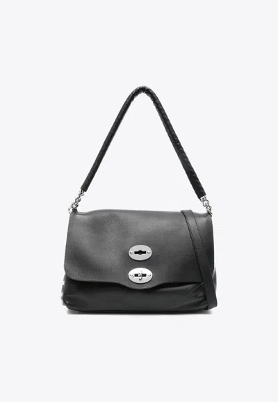 Zanellato Small Postina Piuma Leather Tote Bag In Black