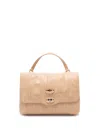 Zanellato Structured Beige Lamb Leather Shoulder Bag In Brown