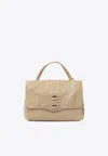 Zanellato Small Postina Plisse Leather Shoulder Bag In Nude