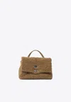 Zanellato Small Postina Shearling Top Handle Bag In Brown