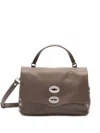 Zanellato Small Postina Studded Turn-lock Leather Tote Bag In Brown
