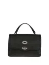 Zanellato Postina Rimboccata Tokyo Small Leather Handbag In Black