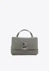 Zanellato Small Postina Tumbled Leather Shoulder Bag In Gray