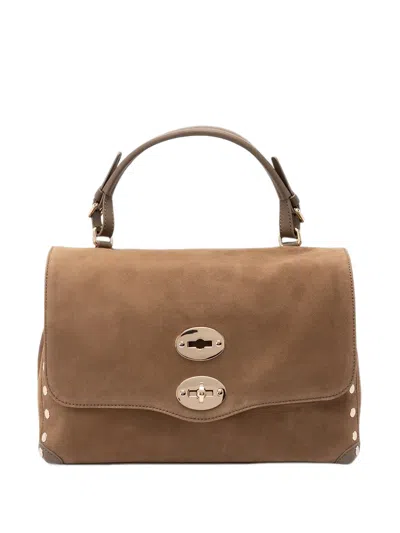 Zanellato Small Postina Zashmere Stud-embellished Leather Tote Bag In Brown