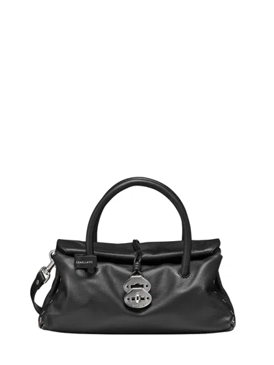 Zanellato Small Saeta Handmade Leather Handbag In Black