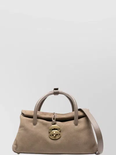 ZANELLATO SMALL SUEDE LEATHER HANDBAG WITH TOP HANDLE