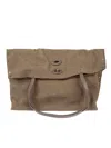 Zanellato Spacious Textured Leather Shoulder Bag With Decorative Studs In Neutral