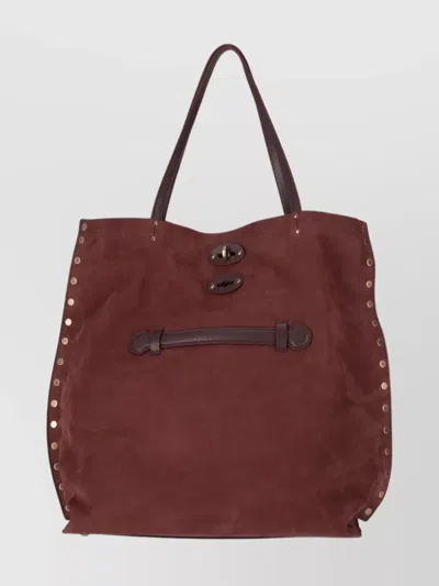 Zanellato Spasso Jones Tote Bag With Studded Detail In Brown