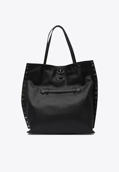 Zanellato Spasso Saeta Leather Tote Bag In Black
