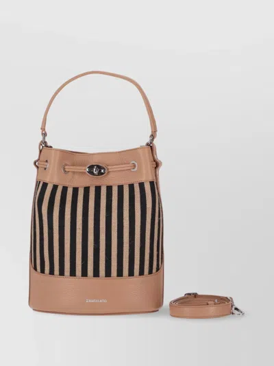 Zanellato Striped Top Handle Shoulder Bag Metal