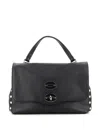 Zanellato Structured Leather Flap Shoulder Bag With Metallic Accents In Black