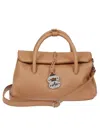 Zanellato Structured Leather Handbag With Metallic Clasp In Brown