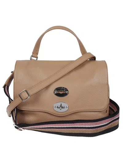 Zanellato Structured Leather Handbag With Polished Metallic Clasp In Brown