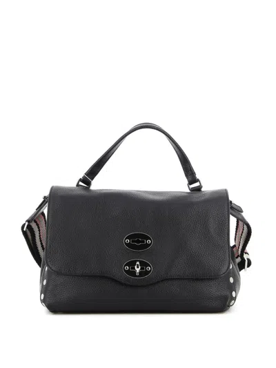 Zanellato Structured Leather Shoulder Bag With Distinctive Clasp In Black
