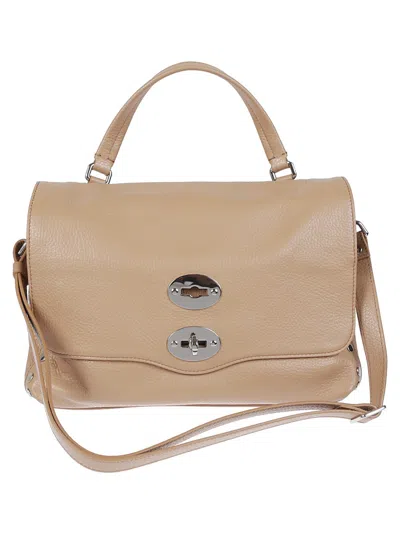 Zanellato Structured Leather Shoulder Bag With Flap Closure In Brown