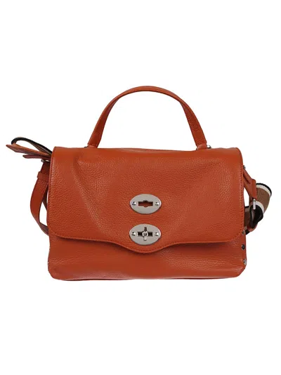 Zanellato Structured Leather Shoulder Bag With Flap Closure In Orange