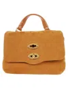 Zanellato Structured Leather Shoulder Bag With Metallic Details In Brown