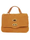 Zanellato Structured Leather Shoulder Bag With Metallic Details In Brown