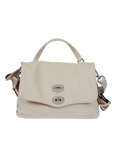 Zanellato Structured Leather Shoulder Bag With Metallic Hardware In Neutral