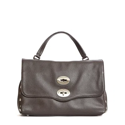 Zanellato Structured Small Grey Handbag With Multi-pocket Design And Removable Straps In Brown