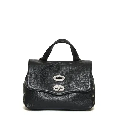 Zanellato Structured Textured Leather Handbag With Flap Closure In Black