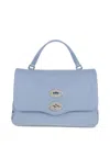 Zanellato Light Blue Foldover Top Shoulder Bag With Silver Accents In Blue