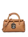 Zanellato Dotta Small Tote Bag In Grained Texture Leather In Brown