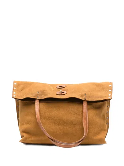 Zanellato Aspasso Jones Suede Leather Handbag In Brown