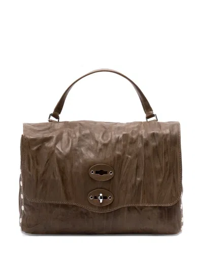 Zanellato Studded Leather Shoulder Bag In Brown