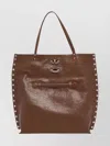 Zanellato Studded Leather Shoulder Bag With Dual Handles In Brown