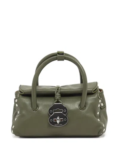 Zanellato Studded Top-handle Satchel In Green